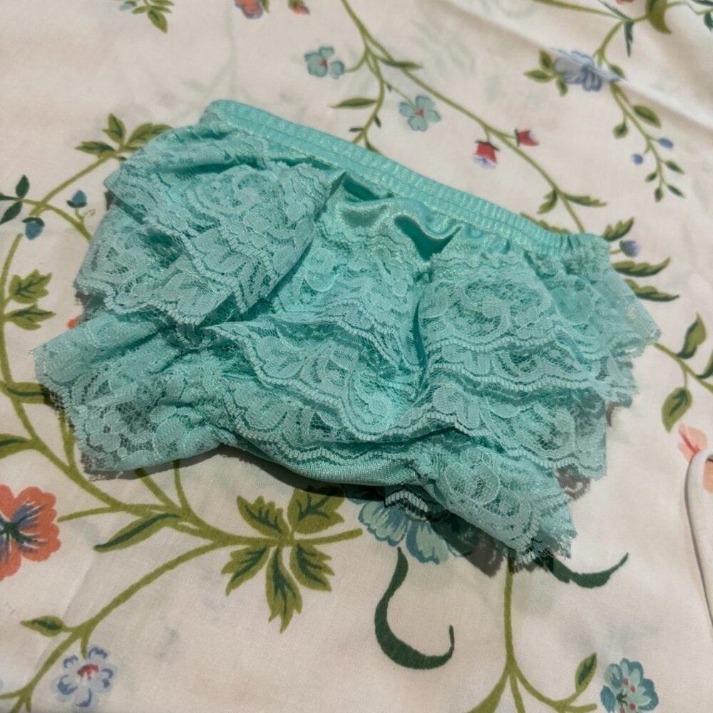 Aqua Blue Lace Ruffle Bottom Bloomers